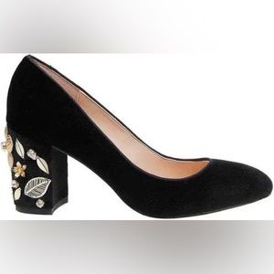 Badgley Mischa Jewel Black Velvet Alicia Pump Embellished Closed